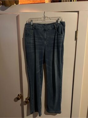 Straight Leg Pull-On Jeans in Slate Blue, sz XL